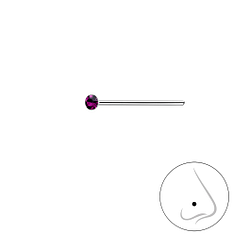1.5mm Round Crystal Silver Nose Stud - Wholesale - 3306