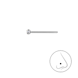 1.5mm Round Crystal Silver Nose Stud - Wholesale - 3306