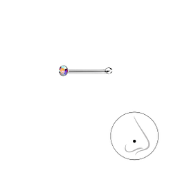 1.5mm Round Crystal Silver Nose Stud With Ball - Wholesale - 3307
