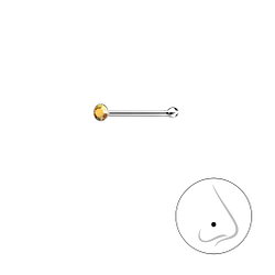 1.5mm Round Crystal Silver Nose Stud With Ball - Wholesale - 3307
