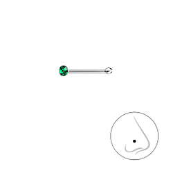 1.5mm Round Crystal Silver Nose Stud With Ball - Wholesale - 3307