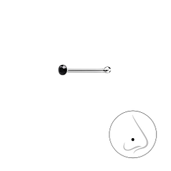 1.5mm Round Crystal Silver Nose Stud With Ball - Wholesale - 3307