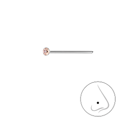1.5mm Round Crystal Silver Nose Stud - Wholesale - 3306