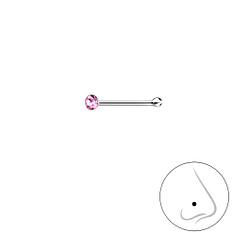 1.5mm Round Crystal Silver Nose Stud With Ball - Wholesale - 3307