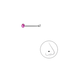 1.5mm Round Crystal Silver Nose Stud With Ball - Wholesale - 3307