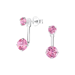 Silver Double Round Ear Jacket - Wholesale - 5362