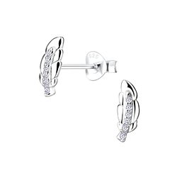 Silver Feather Stud Earrings - Wholesale - 14121 Silver Feather Stud Earrings - Wholesale - 14121