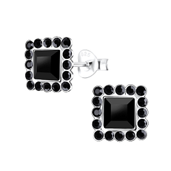 Silver Square Crystal Stud Earrings - Wholesale - 14255 Silver Square Crystal Stud Earrings - Wholesale - 14255