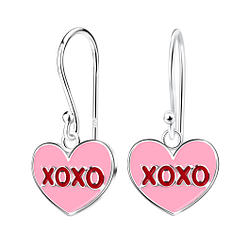 Silver XOXO Heart Earrings - Wholesale - 16043