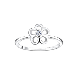 Silver Flower Adjustable Ring - Wholesale - 16409