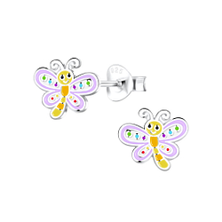 Silver Dragonfly Stud Earrings - Wholesale - 16250