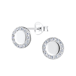 Silver Round Stud Earrings - Wholesale - 16359