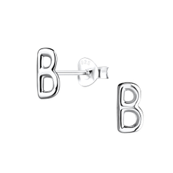 Silver Letter B Stud Earrings - Wholesale - 18592