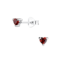 3mm Heart Cubic Zirconia Silver Stud Earrings - Wholesale - 9508