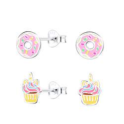 Silver Sweets Stud Earrings Set - Wholesale - 16817