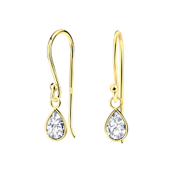 4X6mm Pear Cubic Zirconia Silver Earrings - Wholesale - 16989