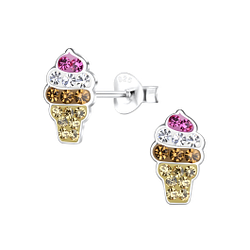 Silver Ice Cream Stud Earrings - Wholesale - 17182 Silver Ice Cream Stud Earrings - Wholesale - 17182