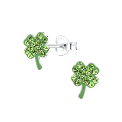 Silver Clover Stud Earrings - Wholesale - 17117