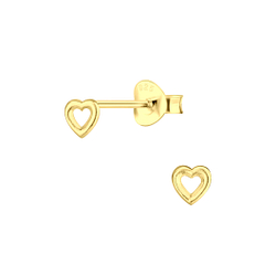 Silver Heart Stud Earrings - Wholesale - 17093