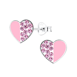 Silver Heart Stud Earrings - Wholesale - 16571