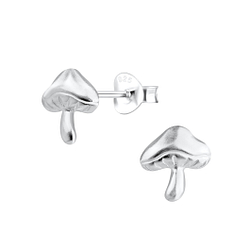 Silver Mushroom Stud Earrings - Wholesale - 17137