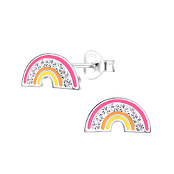 Silver Rainbow Stud Earrings - Wholesale - 17164