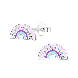 Silver Rainbow Stud Earrings - Wholesale - 17166