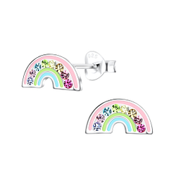 Silver Rainbow Stud Earrings - Wholesale - 17165