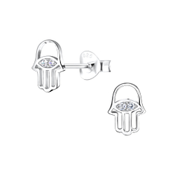 Silver Hamsa Stud Earrings - Wholesale - 17223 Silver Hamsa Stud Earrings - Wholesale - 17223