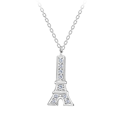 Silver Eiffel Tower Necklace - Wholesale - 17447 Silver Eiffel Tower Necklace - Wholesale - 17447
