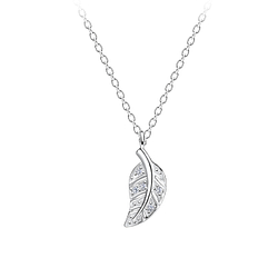 Silver Leaf Necklace - Wholesale - 17408 Silver Leaf Necklace - Wholesale - 17408