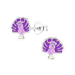 Silver Peacock Stud Earrings - Wholesale - 17476 Silver Peacock Stud Earrings - Wholesale - 17476