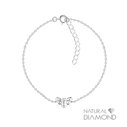 Silver Bee Bracelet With Natural Diamond - Wholesale - 17076 Silver Bee Bracelet With Natural Diamond - Wholesale - 17076