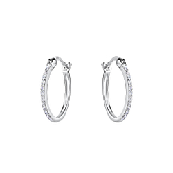 Silver French Lock Hoop Earrings - Wholesale - 18224 Silver French Lock Hoop Earrings - Wholesale - 18224
