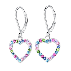 Silver Heart Lever Back Earrings - Wholesale - 18521