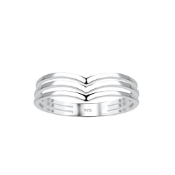 Silver Chevron Ring - Wholesale - 18400