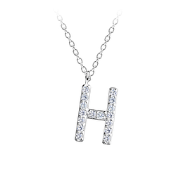 Silver Letter H Necklace - Wholesale - 18890