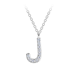 Silver Letter J Necklace - Wholesale - 18894