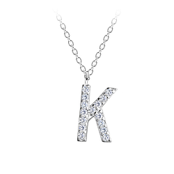 Silver Letter K Necklace - Wholesale - 18884