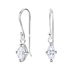 3x6mm Marquise Cubic Zirconia Silver Earrings - Wholesale - 18867