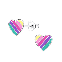 Silver Heart Stud Earrings - Wholesale - 18687