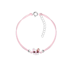 Silver French Bulldog Cord Bracelet - Wholesale - 19190 Silver French Bulldog Cord Bracelet - Wholesale - 19190