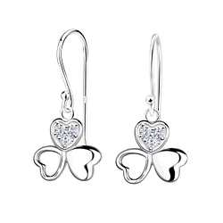 Silver Shamrock Earrings - Wholesale - 19233