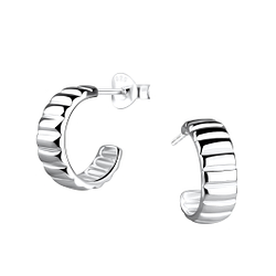 Silver Half Hoop Stud Earrings - Wholesale - 19219 Silver Half Hoop Stud Earrings - Wholesale - 19219