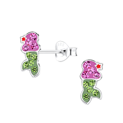 Silver Mermaid Stud Earrings - Wholesale - 19282