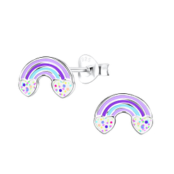 Silver Rainbow Stud Earrings - Wholesale - 19342
