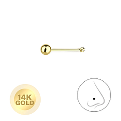 14K Solid Gold – 2mm Ball Nose Stud with Ball - Wholesale - 8657