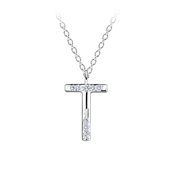 Silver Letter T Necklace - Wholesale - 19568
