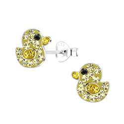 Silver Duck Stud Earrings - Wholesale - 19526
