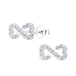 Silver Heart Infinity Stud Earrings - Wholesale - 19573